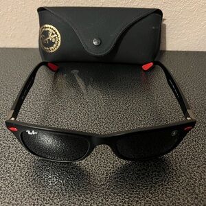 Ray-Ban Matte Black Sunglasses with Red RB4195M SCUDERIA FERRARI COLLECTION